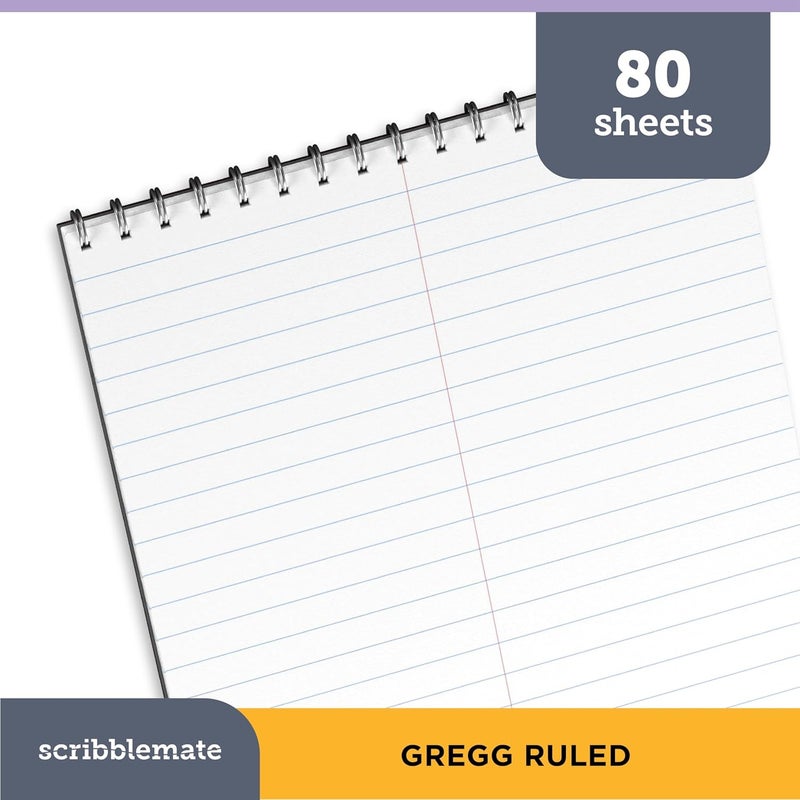 ScribbleMate Steno Pads Spiral 6x9 Assorted Colors Notebooks for Work, 80 Sheets Top Spiral Notepad Stenographer Steno Books (12 Pack, Soft Colors) - Image 2
